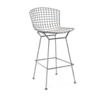 Knoll - Bertoia Bar Stool, sitthöjd 69 cm, underrede i Matt krom, Läder: Kat. W - Velluto Pelle - VP280 - Barstolar & barpallar