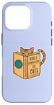 Coque pour iPhone 16 Pro Chat lisant "World Domination for Cats" Chat livre drôle