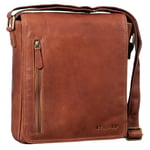 STILORD 'Will' Petite Sacoche Cuir Homme Bandoulière Sac Messager Vintage Sac à l'Épaule Besace en Cuir pour Tablette 8,4 Pouces, Couleur:Cognac Marron