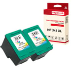 NOPAN-INK - x2 Cartouches compatibles pour HP 343 XL 343XL (C8766EE) compatibles HP HP PhotoSmart 2500 2570 2575 2575xi 2600 2605 2608 2610 2610XI 26