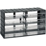 Meuble de rangement modulaire en plastique l 382 x p 148 x h 230 mm avec 8 tiroirs transparents - Noir