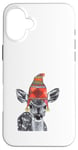 Coque pour iPhone 16 Plus Mère de cerf faon mignon portant un chapeau d'hiver tricoté dessin croquis