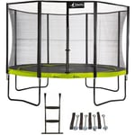 Trampoline de jardin rond 430 cm + filet de sécurité + échelle + kit ancrage punchi Vert 430 - Kangui