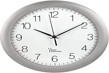 Hama Horloge Murale Radio-pilotée silencieuse avec Grand Cadran - 30 cm - pour Le Salon - avec Pile Incluse - Argenté