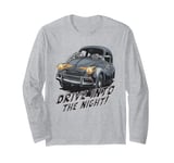 Vintage Skeleton Car Drive Into The Night Spooky Halloween Long Sleeve T-Shirt