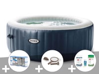 Kit spa gonflable Intex PureSpa Blue Navy rond Bulles 6 places + 6 filtres + Kit d'entretien + Kit traitement brome