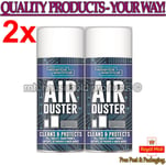 2x Compressed Air Duster Spray Can Cleans Laptop Printer Keyboard Gadget 200ml