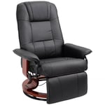 360 Swivel Recliner Chair Manual Footrest and 145 Adjustable Backrest PU Leather