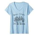 Womens Sorry I Can't It's Ski Season Vintage Winter Sports Ski V-Neck T-Shirt