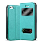 cadorabo Coque pour Apple iPhone 5 / iPhone 5S / iPhone SE en Turquoise Menthe - Housse Protection avec Stand Horizontal et Deux Fenêtres - Portefeuille Etui Poche Folio Case Cover