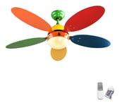 Etc-shop - Ventilateur de plafond led avec changeur de couleurs rvb interrupteur à tirette télécommande chambre d'enfant 106,6 cm 3 niveaux