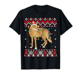 Coyote Santa Hat Men Women Kids Ugly Christmas Light T-Shirt