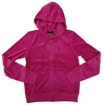 Juicy Couture Pink Hoodie Bright Raspberry Medium Zipped Jacket Velour Womens