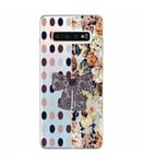 Coque Galaxy S10 PLUS pois fleur noeud dentelle BAE automne prune