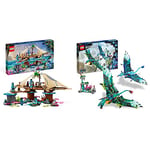 LEGO 75578 Avatar Metkayina Reef Home, Building Toy with Village, Canoe, Pandora Scenes, Neytiri and Tonowari Minifigures, The Way of Water Movie Set & 75572 Avatar Jake & Neytiri First Banshee Flight