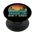 hookin' ain't easy vintage fisherman funny fishing dad PopSockets PopGrip Interchangeable