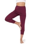 Bellivalini Pantalon 3/4 Capri avec Jupe Courte pour Femmes Flare Sport Yoga Jogging Pilates pour l'été Legging Jupette BLV50-276 (Vin Rouge, S)