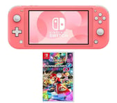 Nintendo Switch Lite (Coral) & Mario Kart 8 Deluxe Bundle, Pink