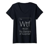 Womens WTF The Element of Surprise Minimalist Funny Periodic Table V-Neck T-Shirt