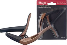 STAGG SCPX-CU DKWOOD Dark Wood Effect Curved Trigger Capo for Acoustic/Electric Guitar