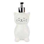 Isaac Jacobs White Ceramic Cat, Liquid Soap Pump/Lotion Dispenser with Chrome Metal Pump (Holds Up to 12 Oz) – Great for Bathroom, Kitchen Countertop, Bath Accessory (Cat)