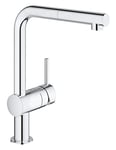 GROHE Minta - Kitchen Sink Pull-Out Dual Spray Mixer Tap (High L-Spout, 360° Swivel Range, 46mm Ceramic Cartridge, Integrated Non-Return Valve, Tails 1/2 Inch), Size 328 mm, Chrome, 31861000