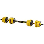 HOMCOM Adjustable 20KGS Barbell & Dumbbell Set Fitness Home Gym Plate Bar Clamp Rod