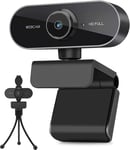 Webcam with Microphone and Tripod for PC, Desktop, Laptop, Plug and Play USB Web