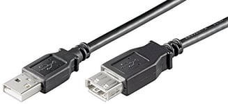 Ewent Câble USB 2.0 Type A/Mâle à A/Féminin, Double Protection AWG 28 en cuivre, rapidité de Transfert jusqu'à 480 Mbit, Longueur du câble 0,5 m, Noir