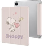 Étui Pour Ipad Pro 2021 Peanuts Snoopy 12,9 Pouces, Type Ordinateur Portable, Support À Trois Volets Avec Porte-Stylo, Veille/Réveil Automatique