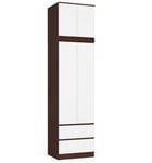 Armoire avec surmeuble AKORD STAR Wengé 60 cm 2 portes 2 tiroirs façade Blanche 3 étagères 60x51x234 cm