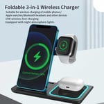 Chargeur de Charge Sans Fil 3-en-1 Chargeur de Téléphone, Ecouteur, Smart Watch Charger Station de Chargement  -  Noir