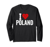 Funny Design Retro I Love Poland with a Red Heart Long Sleeve T-Shirt