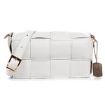 FIRENZE ARTEGIANI. Anela Women's Crossbody Bag Genuine Leather Sauvage Finish Padded 22 x 8.5 x 12 cm Colour: White, white, Utility