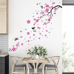 Walplus 150x90 cm Mural Autocollants " Cerise Prune Fleurs et Papillons " Amovible Auto-Adhésif Art Stickers Vinyle Maison Décoration DIY Salon Chambre Bureau Décor Peint Enfants Cadeau, Multicolore