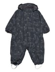 Color Kids Coverall W. 2 Zip- Aop Svart