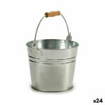 Cache-pot Seau Argenté Bois Zinc 22,5 x 27 x 22 cm [24 Unités]