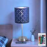 Lampe de Table Chevet Télécommande Intensité Variable RGB LED Tissu Gris Argent