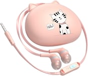 3. Écouteurs Intra-Auriculaires De 5 Mm:Écouteurs Stéréo Filaires avec Microphone avec Étui De Rangement pour Écouteurs Chat Mignon pour Prise Jack 3. 5 Mm