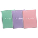 Miquelrius Lot de 3 cahiers A5 (80 feuilles) avec pointage 5 mm, pois - feuilles 90 g, micro-perforées, marge - 2 trous et bande couleur - Couverture en carton extra rigide de couleurs pastel