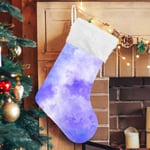 Julklapp, Personliga Julklappsstrumpor 2-pack Blå Lila Tie Dye 45,7 cm Julstrumpor Hängande Ornament Eldstad för Träddekoration