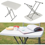 Aqrau - Table Pliante Ajustable, Table Compacte Et Pliante, Table De Jardin en Plastique, Acier, Blanc