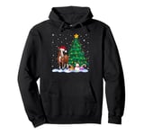 Funny Mule Xmas Tree Lights Reindeer Hat Christmas Pullover Hoodie