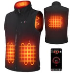 KEMIMOTO Gilet Chauffant avec Télécommande App, Veste Chauffante Homme et Femme avec Batterie 10000mAh, Vetement Chauffant avec 4 Zones de Chauffage pour Moto, Pêche, Ski