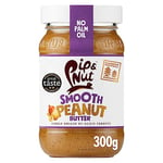 Pip & Nut - Smooth Peanut Butter (6 x 300g) | Natural Nut Butter, No Palm Oil, No Added Sugar, Hi-Oleic Peanuts, High in Unsaturated Fats, Gluten Free, Vegan, Dairy Free