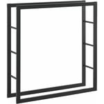 Helloshop26 - Range-bûches pour usage intérieur extérieur porte-bûches design support rangement bois de chauffage en acier 100 x 25 x 100 cm noir