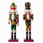 THE TWIDDLERS 2 Grand Soldat Casse-Noisette de Noël avec Support, 30cm - Solide - Matériau de Pin & de Bois Fait à la Main de Qualité Supérieure - Décoration Traditionnelle