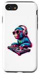 Coque pour iPhone SE (2020) / 7 / 8 Retro Monkey Dj Music Lover Headphones Disc Jockey