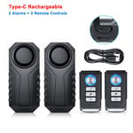 alarme de vélo électrique,klaxon,capteur de Vibration sans fil,Anti-vol,étanche,avec télécommande - Type Rechargeable Set G