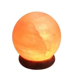 Lampe USB en Cristal de Sel d'Himalaya Naturel Sphère - 100% Authentique - Sculpté à la Main – Base en Bois – Câble Électrique USB Fourni - Environ 500g - Zen’Light